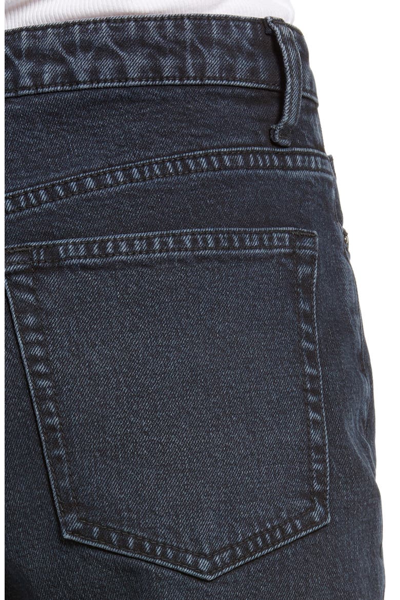 Raw Hem Crop Straight Leg Jeans, Alternate, color, BLUE BLACK