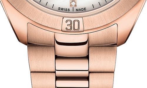 Tissot Women's Swiss Chronograph Pr 100 Sport Chic T-classic Rose Gold-tone Stainless Steel Mesh Bracelet W In Rosegld/wht Mop/rosegld