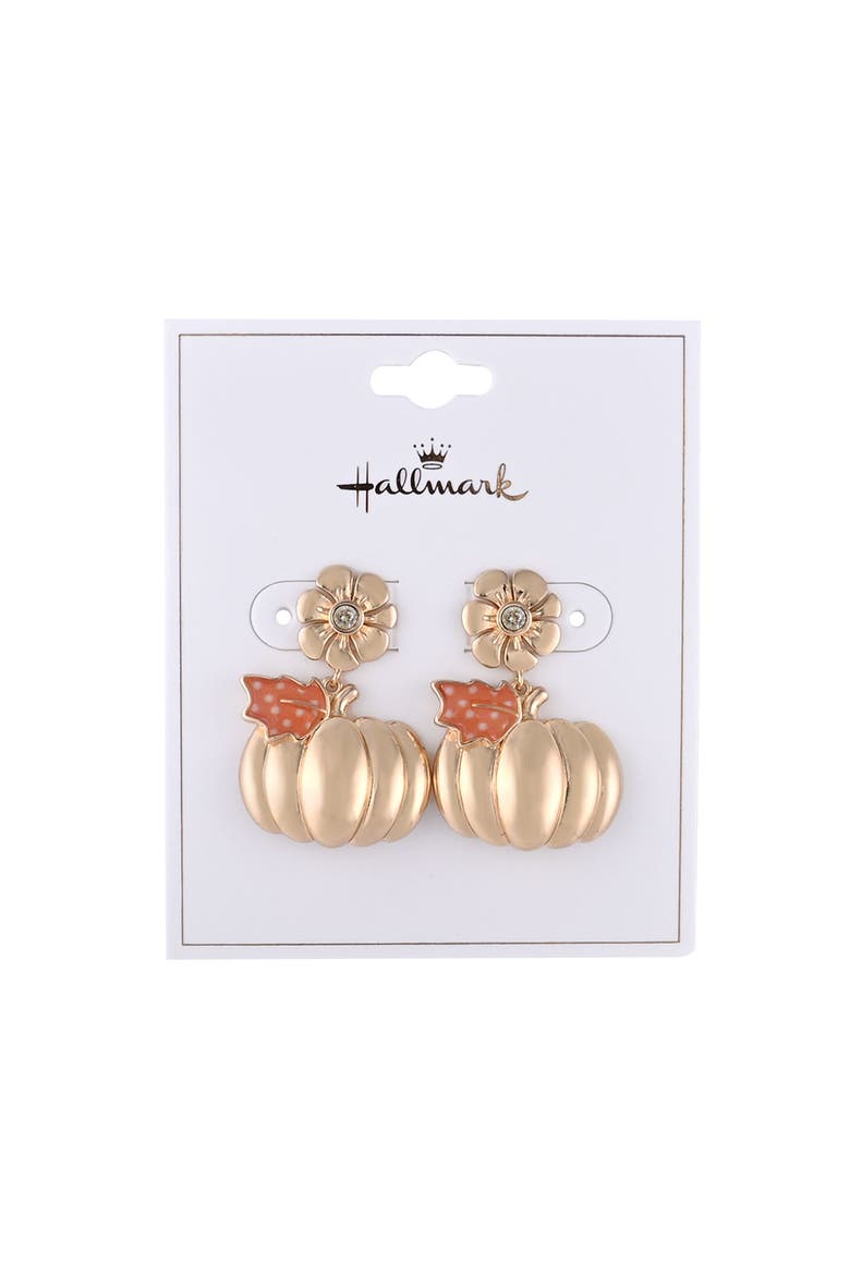 Gold Pumpkin Drop Earrings, Alternate, color, Gold