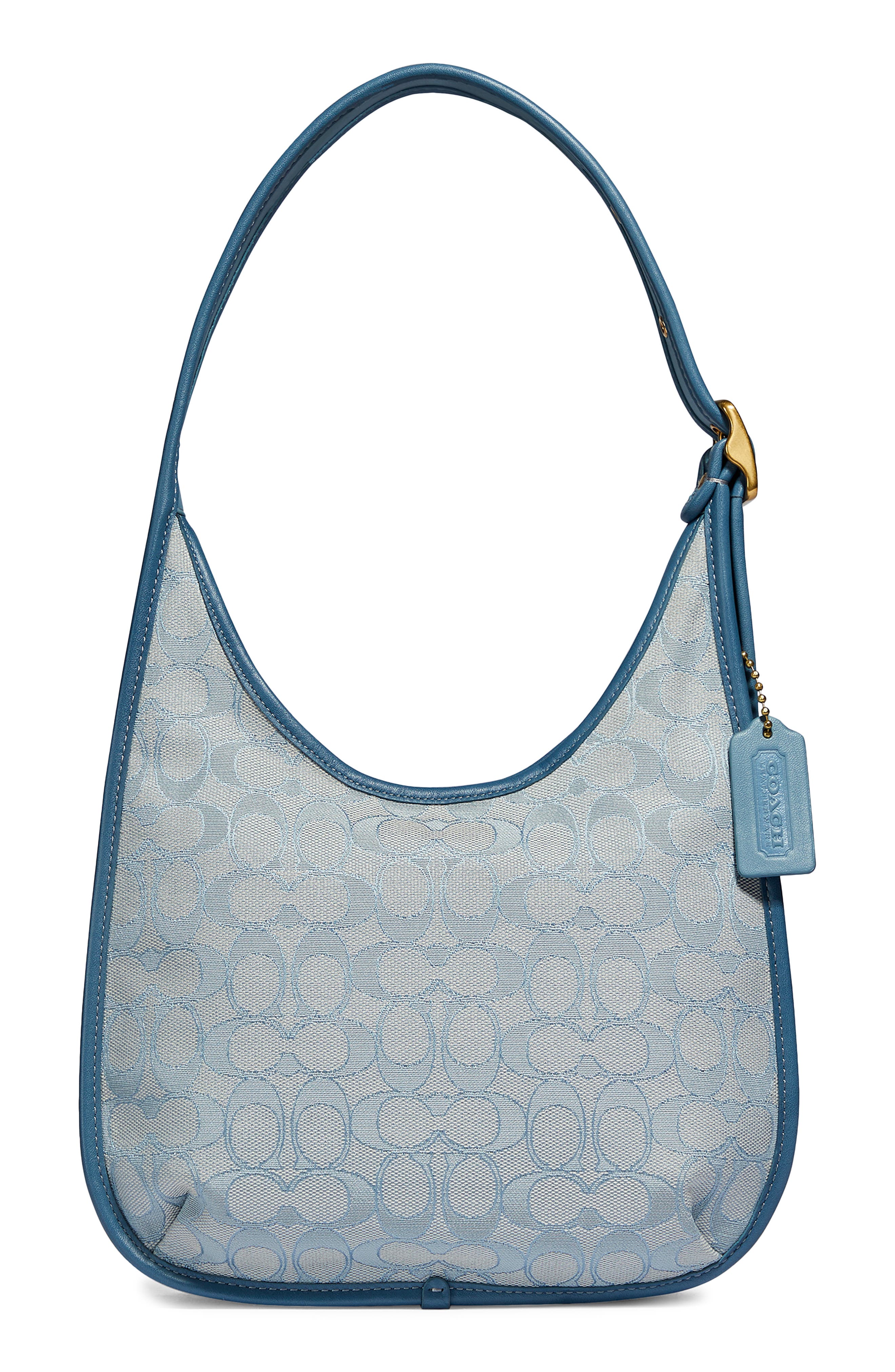 Ergo Signature Jacquard Shoulder Bag, Main, color, BRASS/ MARBLE BLUE AZURE