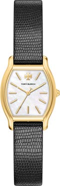 Tory Burch The Small Eleanor Small Curve Leather Strap Watch, 23mm x 31mm