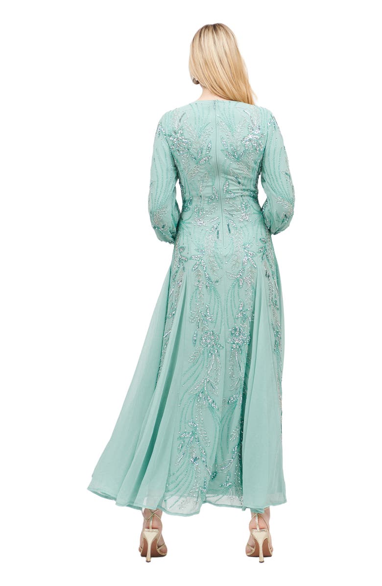 MARYISA Occasion Modest Embellished Sequin Beaded Boat Neck Evening Maxi Dress, Alternate, color, Misty Green