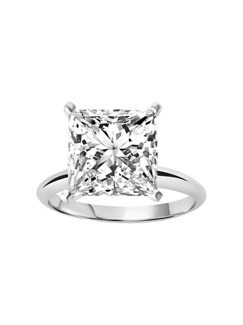 3Ct Certified Princess Cut Solitaire Diamond Engagement Ring 14k Gold Lab Grown
