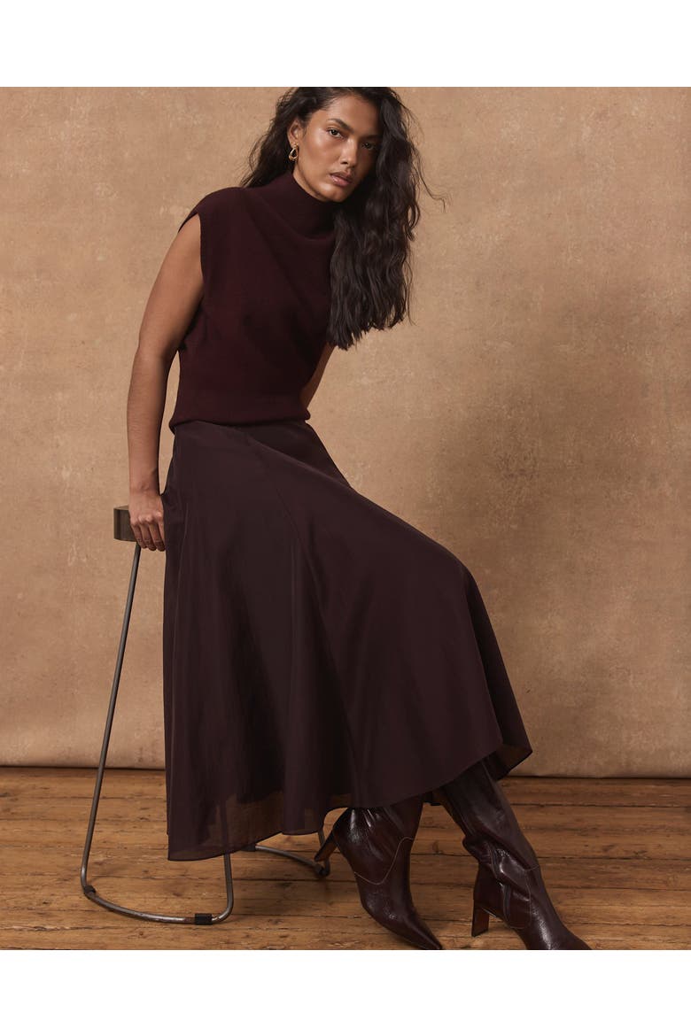 Full Midi Skirt, Alternate, color, Burgundy
