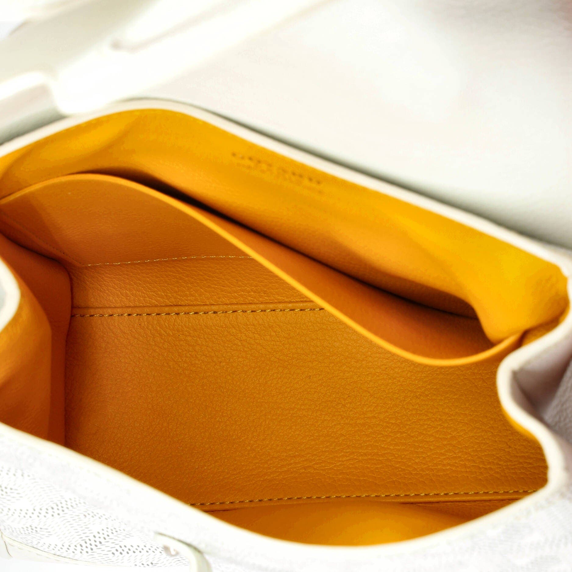 Pre-Owned Goyard Saigon Top Handle Bag Coated Canvas with Leather Mini, Alternate, color, White