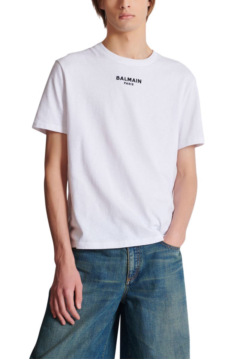 Balmain Embroidered Balmain Paris T-shirt, Alternate, color, White