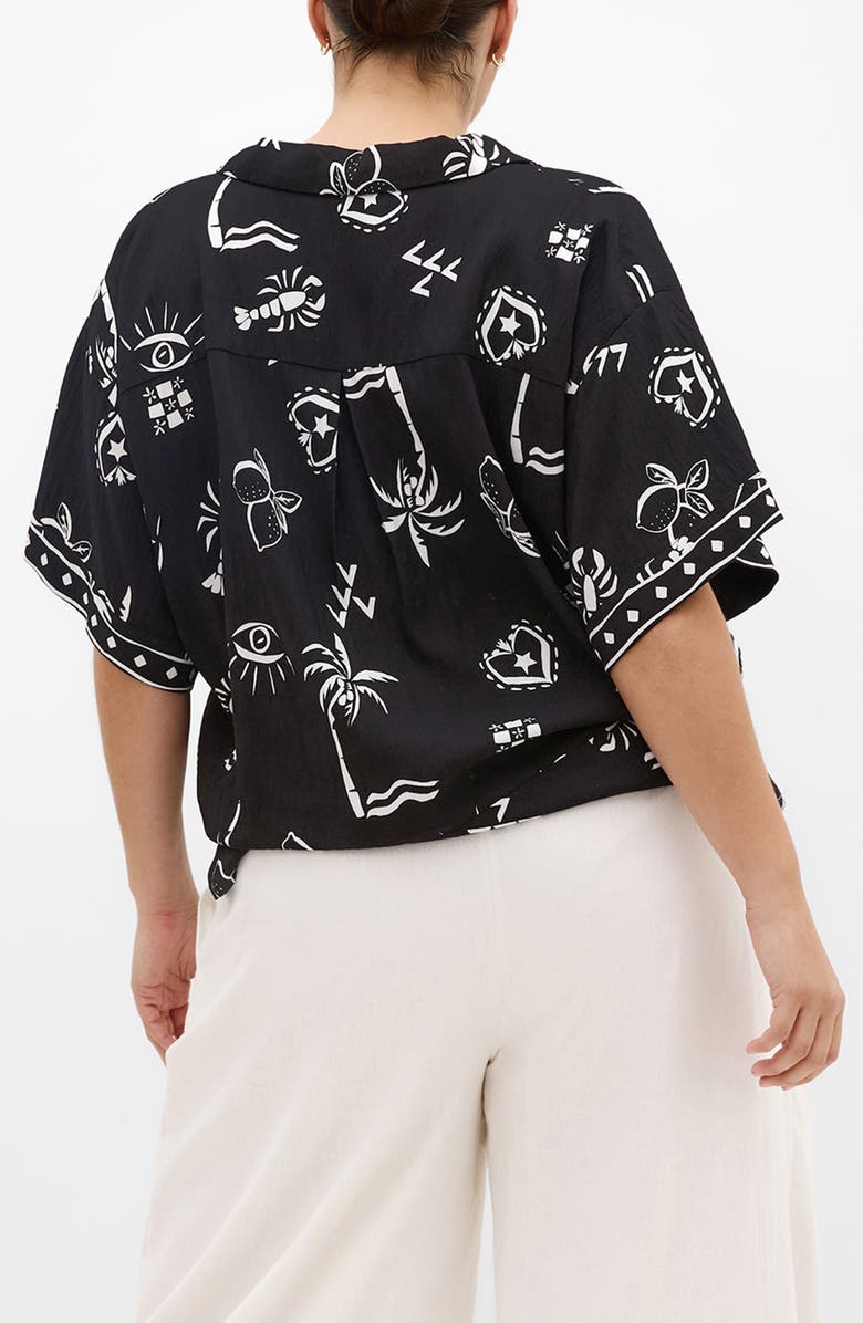 City Chic Resort Print Tie Front Top, Alternate, color,