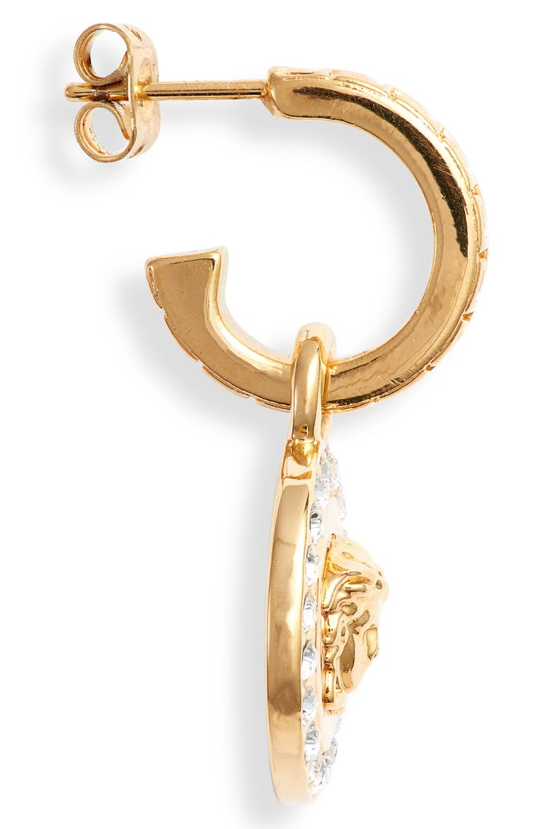Icon Medusa Drop Earrings, Alternate, color, TRIBUTE GOLD/ CRYSTAL