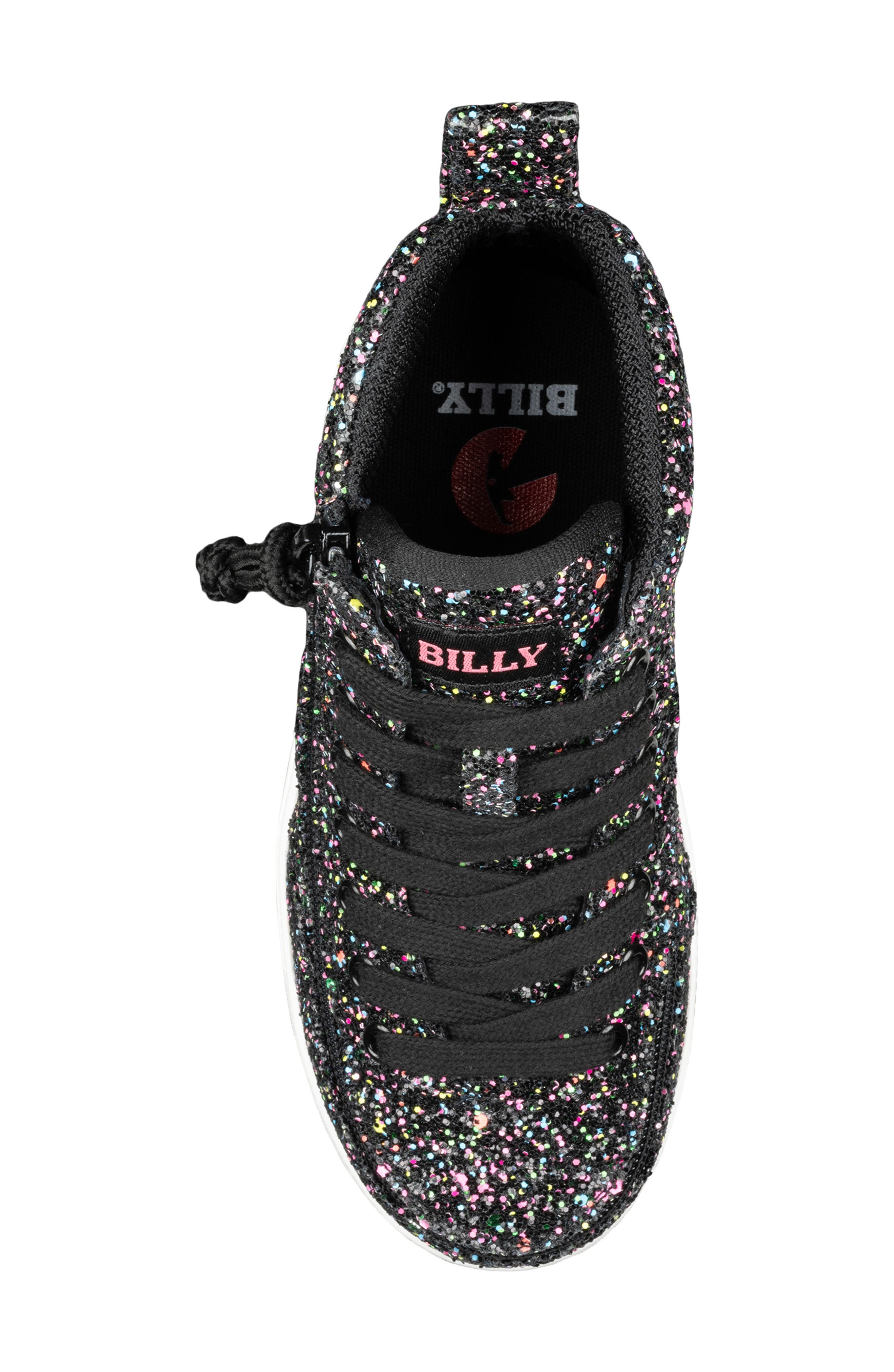 BILLY Footwear Kids' Glitter High Top Sneaker, Alternate, color, Black Multi Glitter