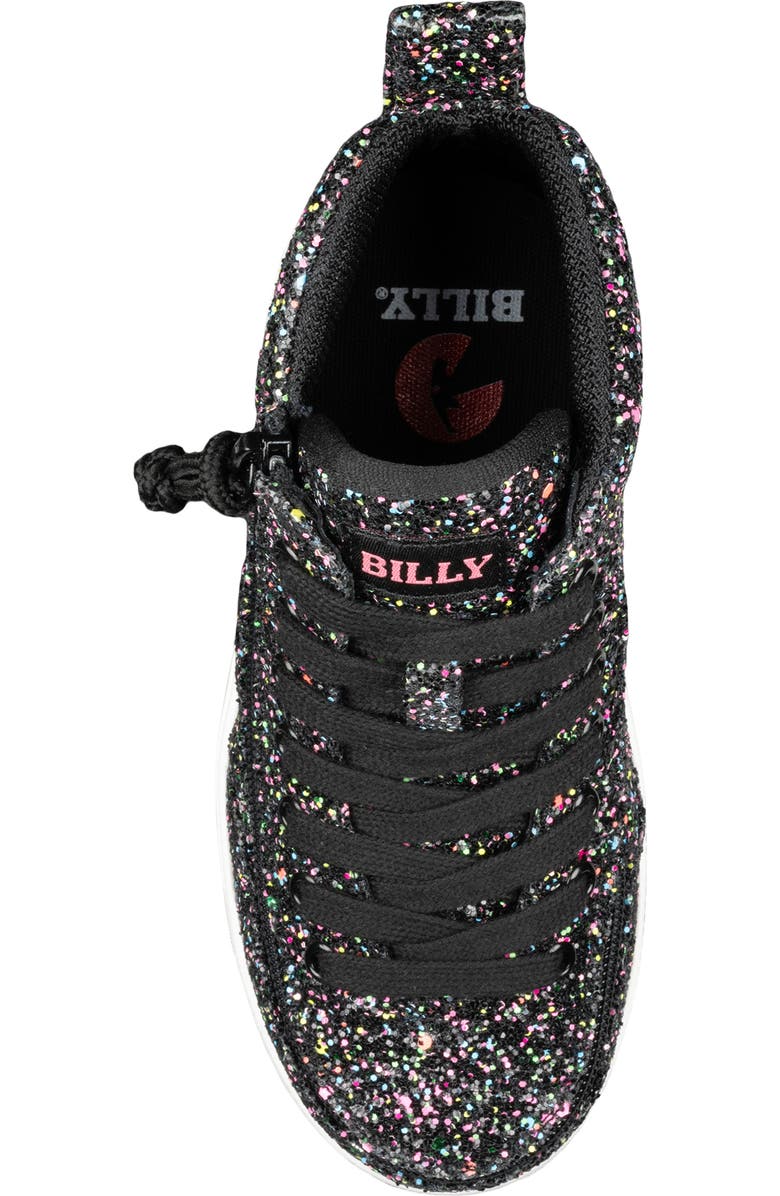 BILLY Footwear Kids' Glitter High Top Sneaker, Alternate, color, Black Multi Glitter