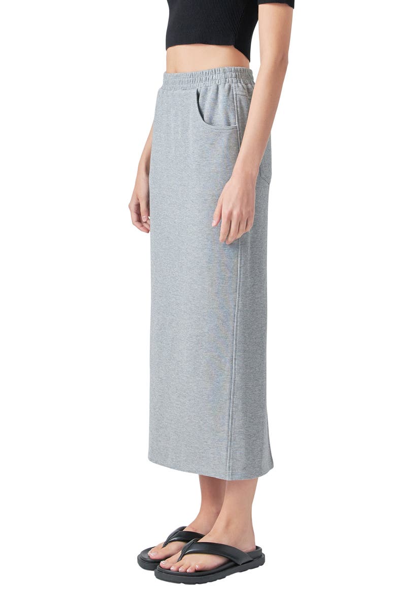 French Terry Maxi Skirt, Alternate, color, HEATHER GREY