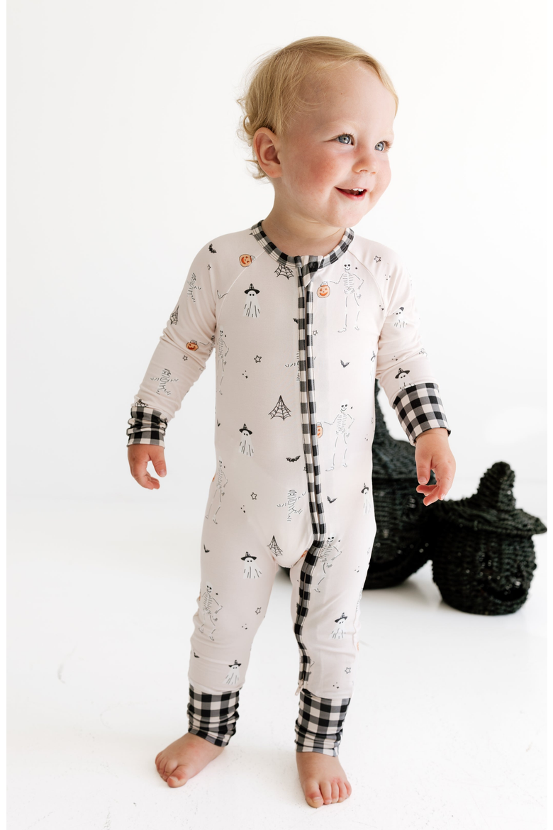 Boo Crew Zipper Romper, Alternate, color, Blush