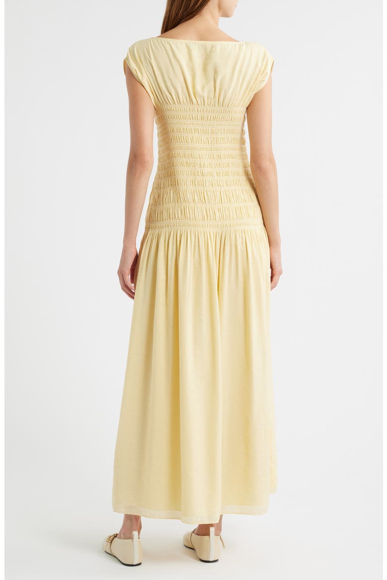 Skye Smocked Drop-Waist Maxi Dress, Alternate, color, PALE GOLD
