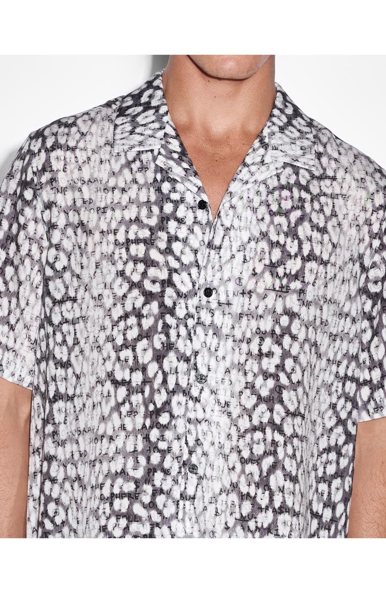 White Noise Leopard Print Resort Short Sleeve Button-Up Shirt