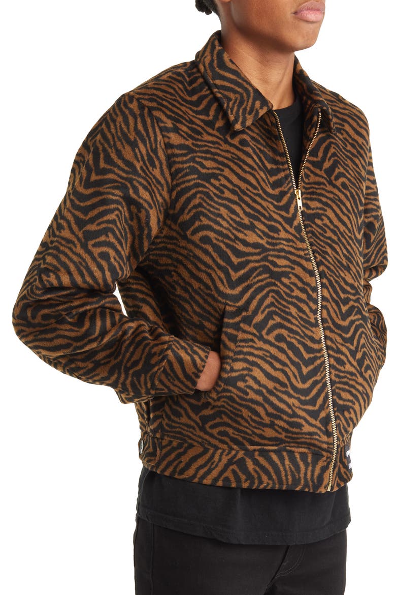 Frequency Tiger Stripe Jacket, Alternate, color, BROWN TIGER