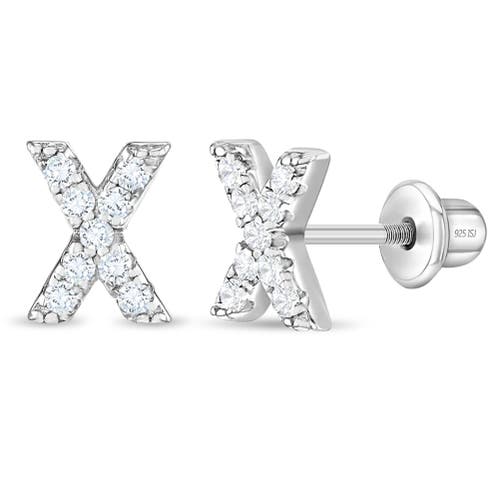 In Season Jewelry Cubic Zirconia Letter Initial Earrings in Letter X at Nordstrom