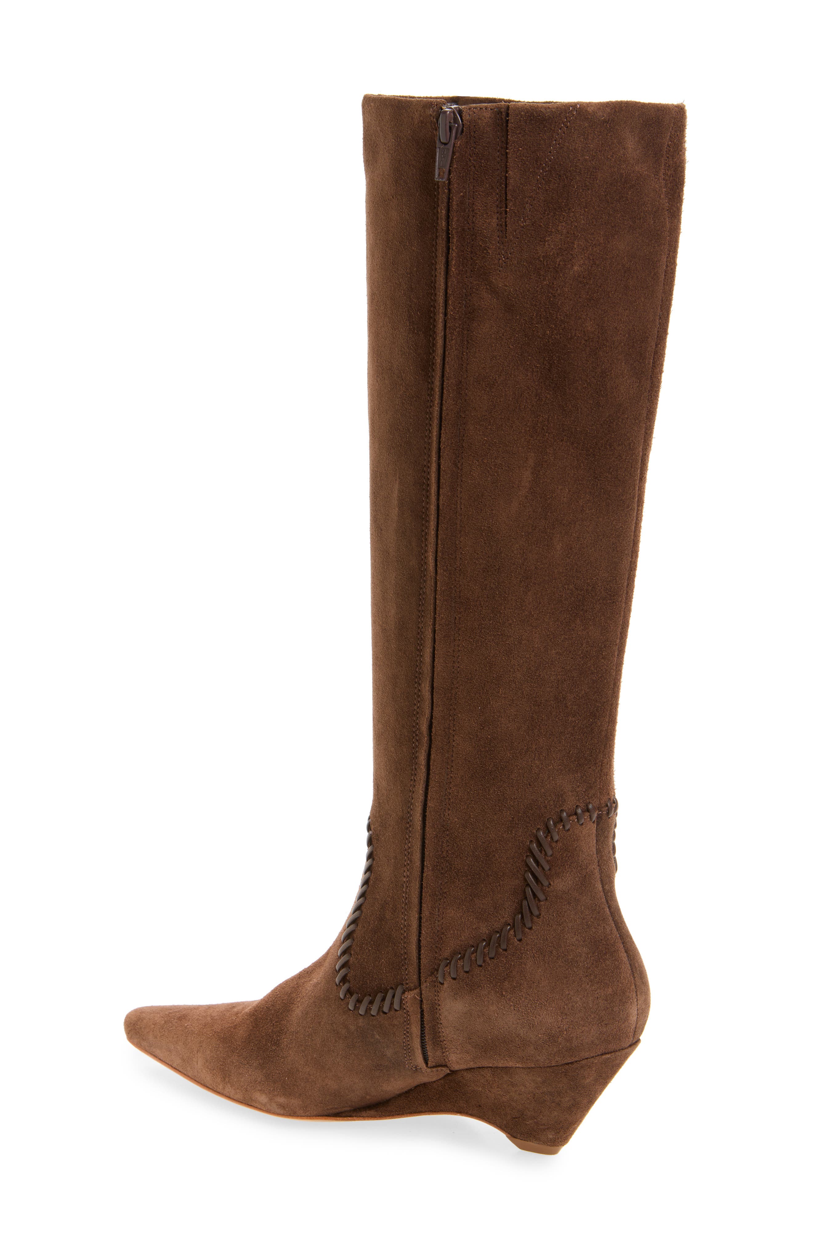 Marta Curved Wedge Boot, Alternate, color, CHOCOLATE