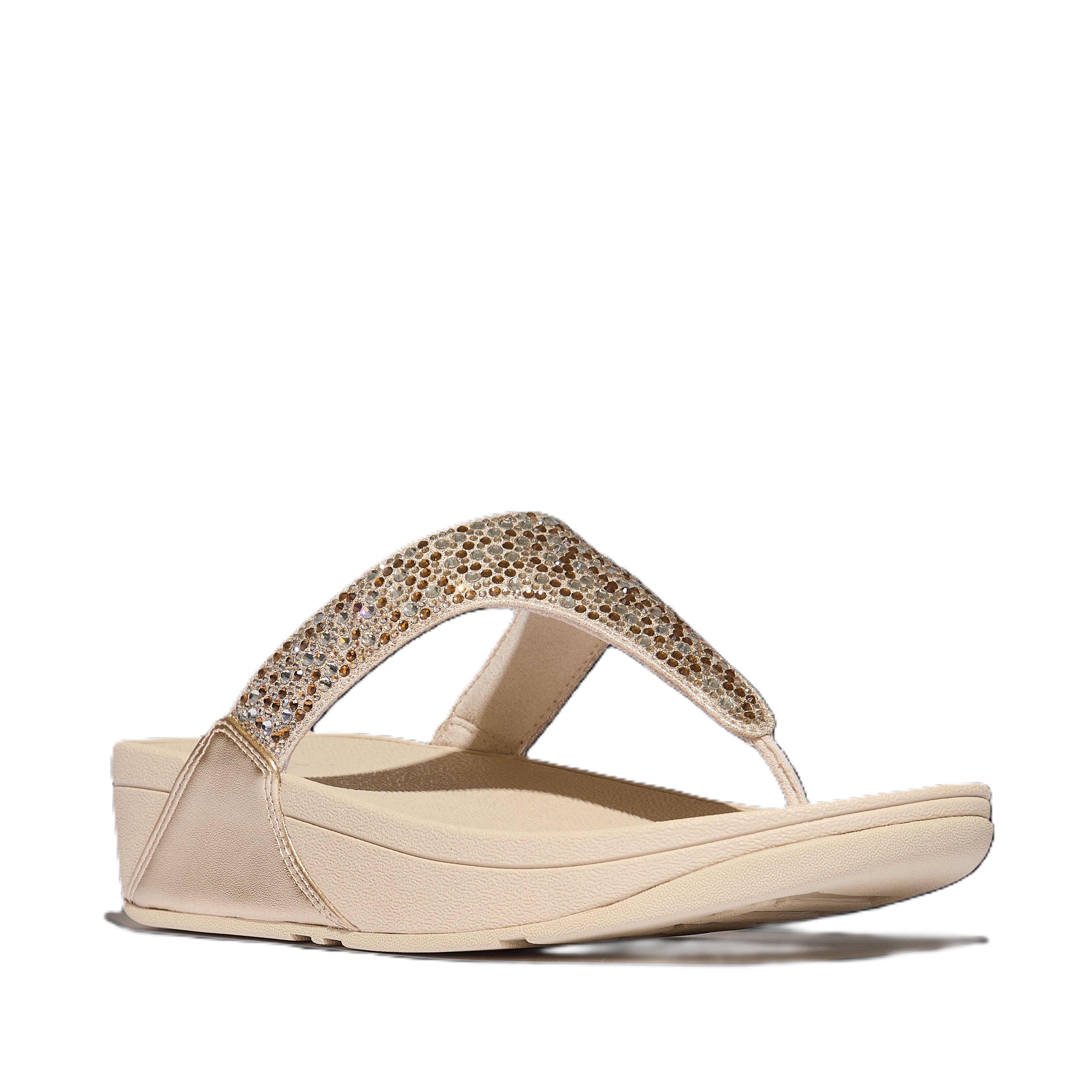 FitFlop Lulu Crystal Mix Metallic Sandals, Main, color, Platino