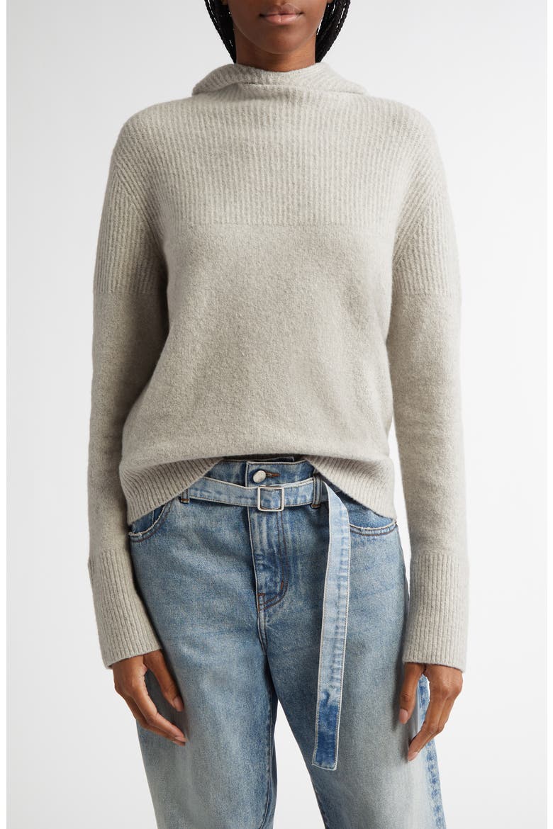 Greta Cashmere Blend Sweater Hoodie, Main, color, LIGHT GREY MELANGE