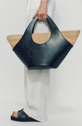 Reformation リフォーメーション シエナ トップ ハンドル トート Reformation Siena Leather & Raffia Top Handle Tote | Nordstrom