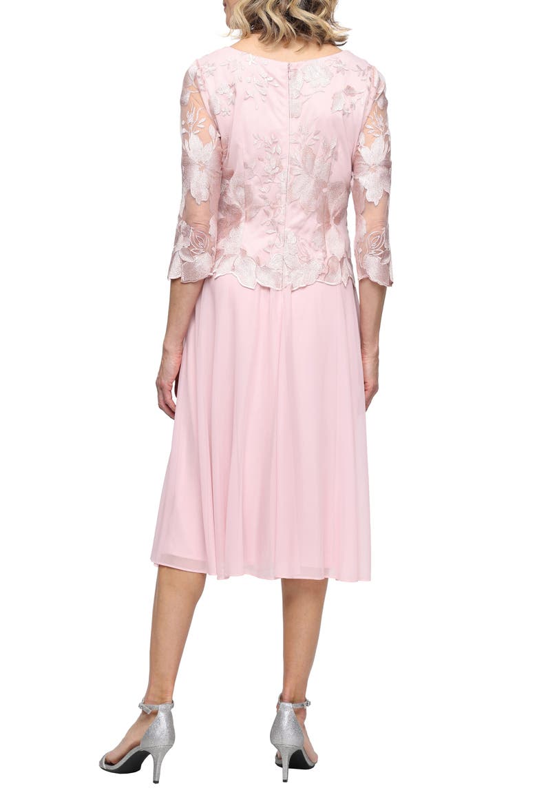 Embroidered Mock Two-Piece Dress, Alternate, color, SHELL PINK