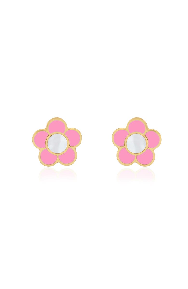 The Lovery Fine Jewelry Bubblegum Pink Daisy Stud Earrings, Alternate, color, Bubblegum Pink