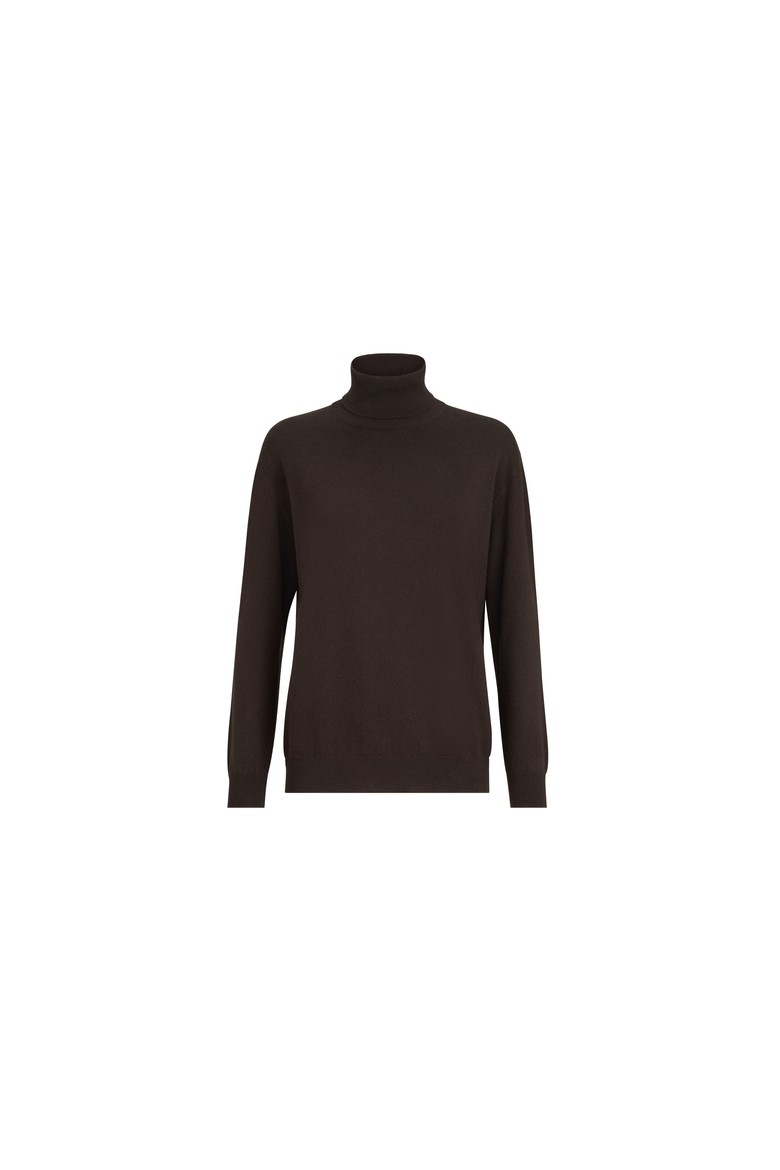 Cashmere turtleneck sweater with monili, Main, color, Coffee