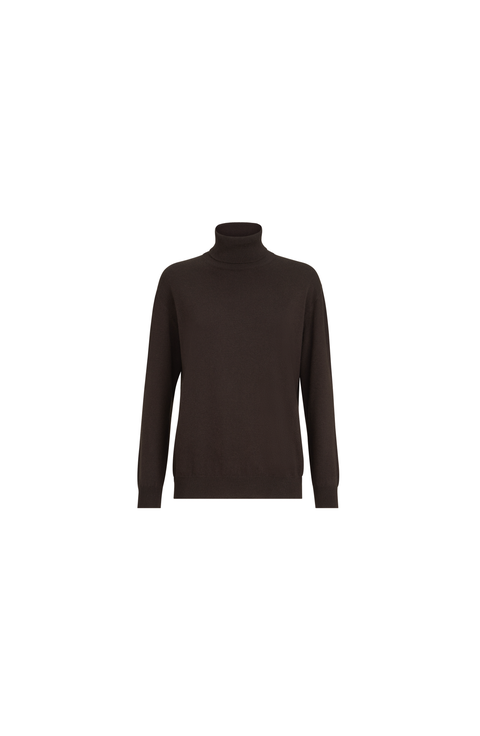 Cashmere turtleneck sweater with monili