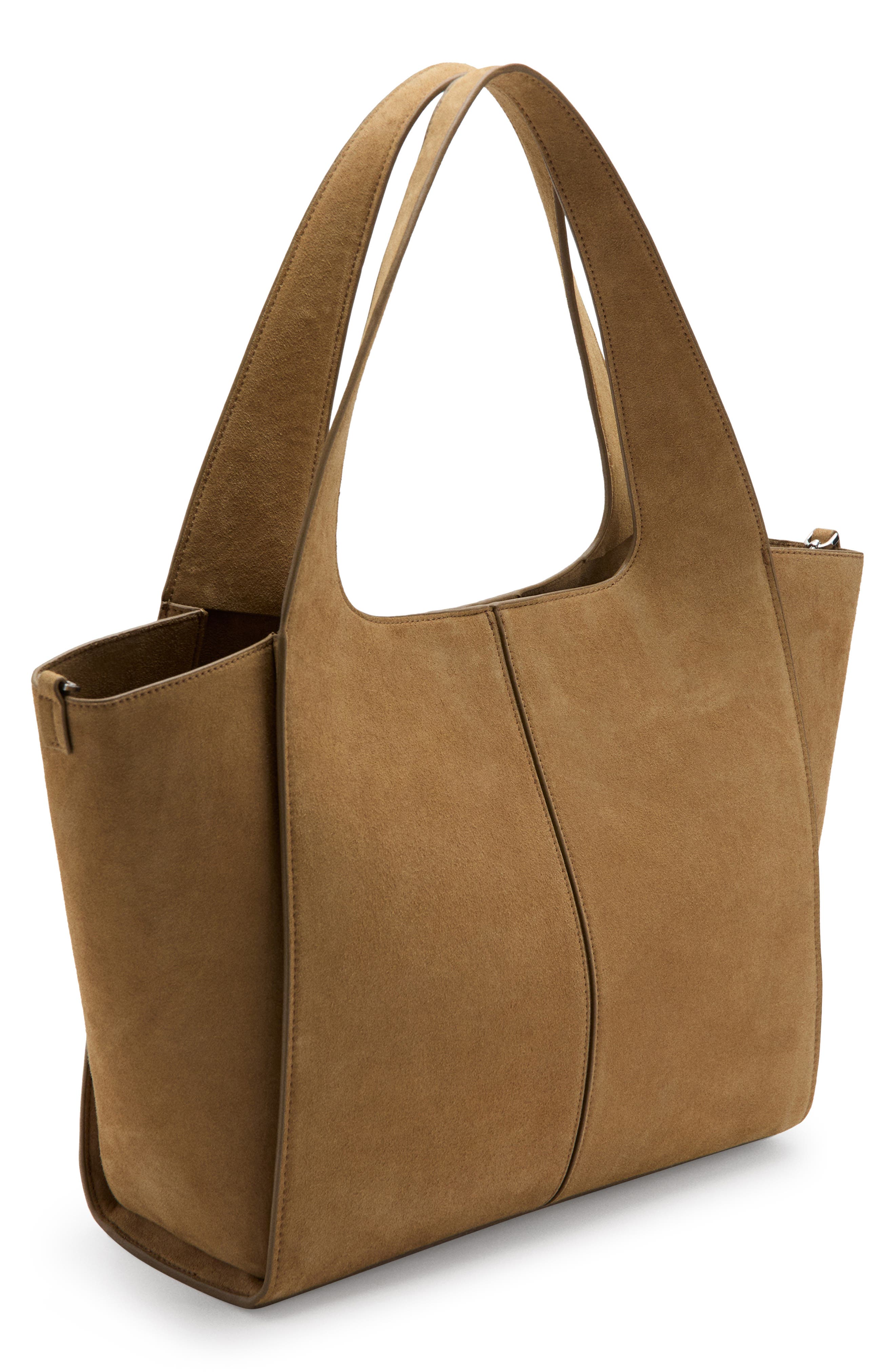 Leather Shopper Tote, Alternate, color, MEDIUM BROWN