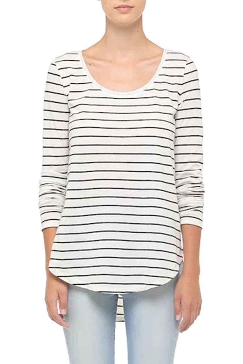 Stripe High/Low Tee, Alternate, color, IVORY EGRET TAWNY STRIPE