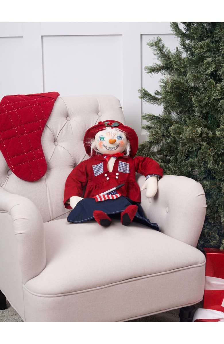 Gallerie II Pennie Snow Girl Joe Spencer Gathered Traditions Christmas Art Doll Figure, Alternate, color, Red