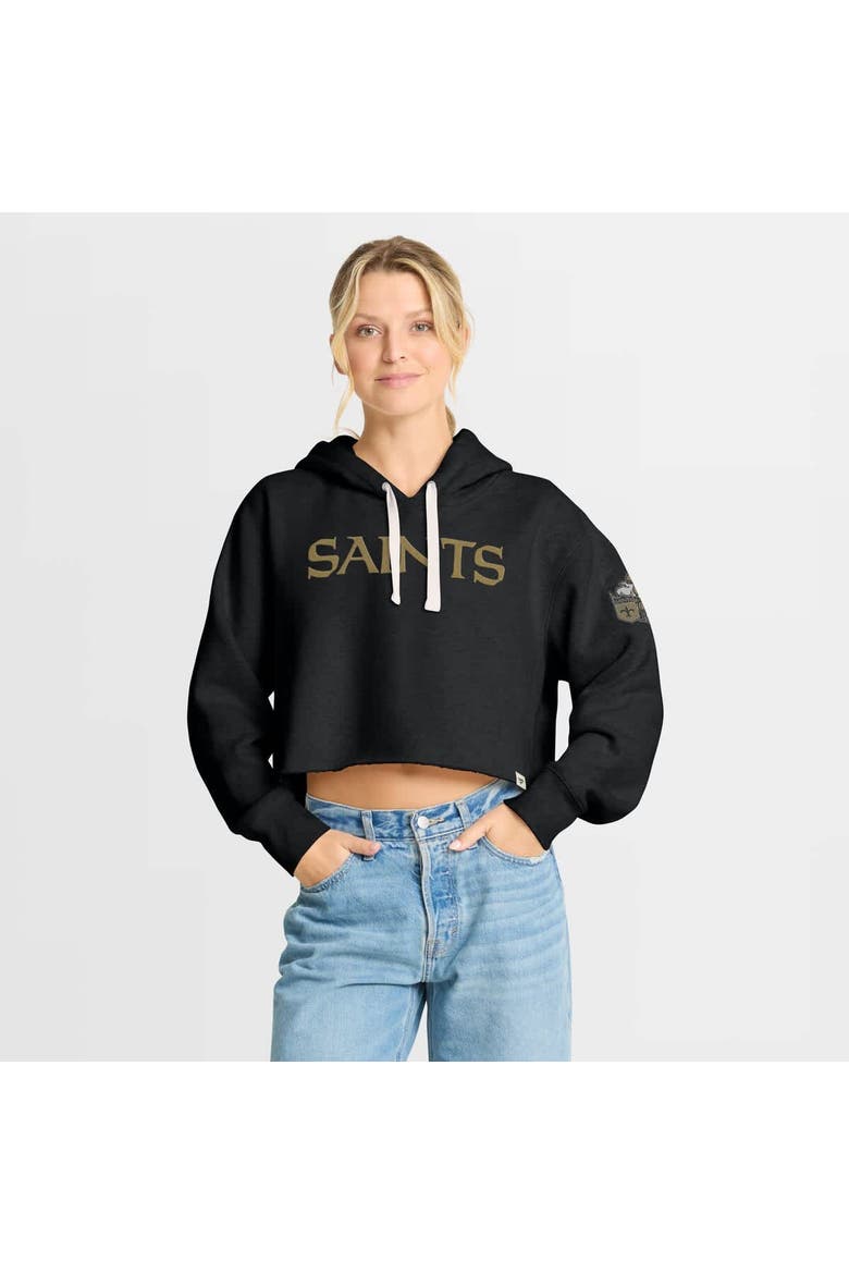 Women's Fanatics Black New Orleans Saints Oversized Hometown Heritage Cropped Hoodie, Main, color, Black
