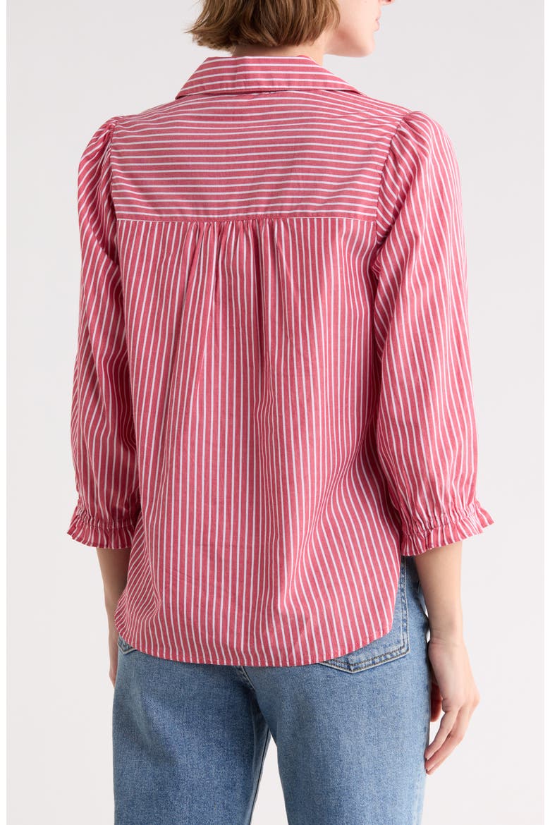 Sunset Striped Button Down Shirt, Alternate, color, CURRANT RED