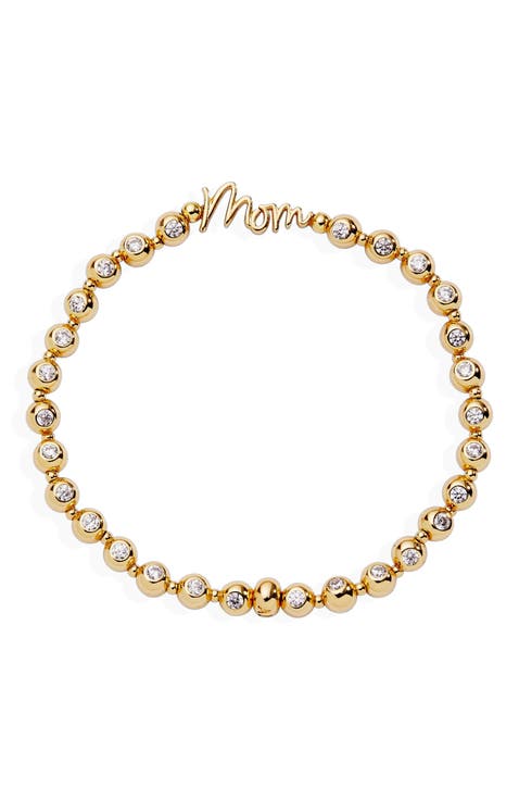 Mom Elongated Crystal Stretch Bracelet