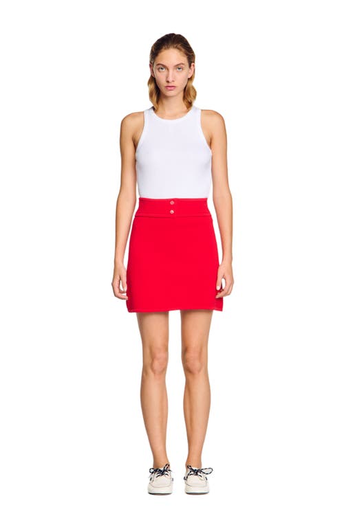 Sandro Knit Mini Skirt In Red
