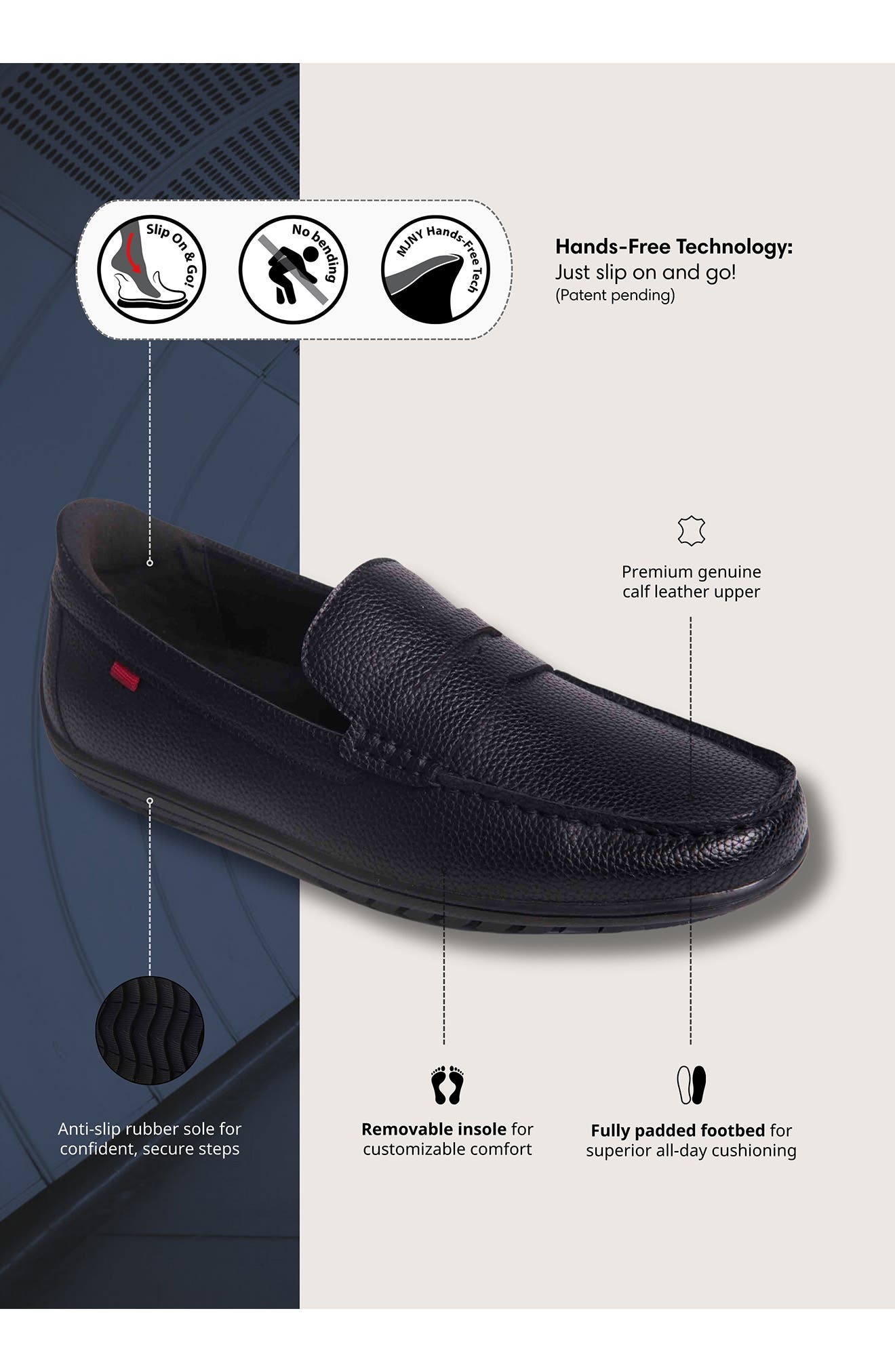 Marc Joseph New York John Street Penny Loafer, Alternate, color, Black Grainy