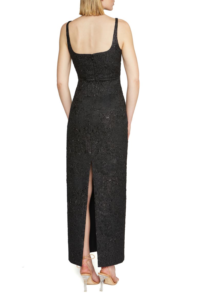 Adele Jacquard Column Gown, Alternate, color, BLACK