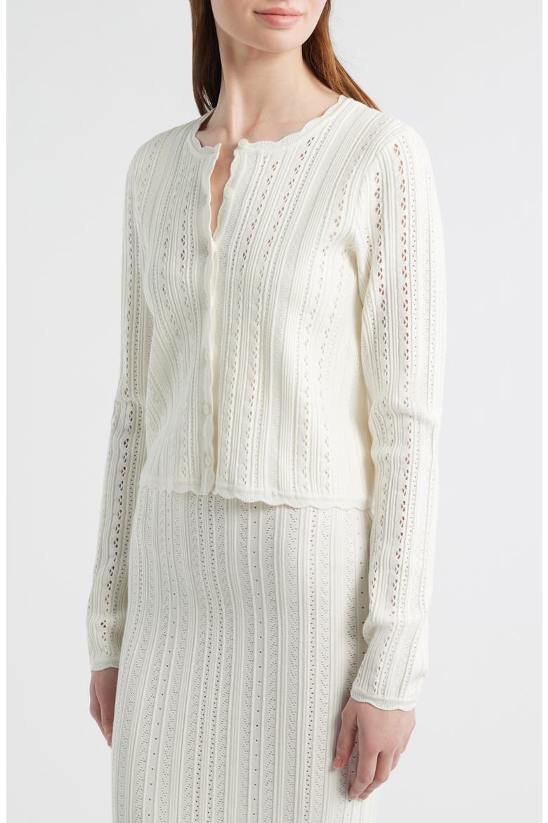 Peridot Pointelle Knit Cardigan, Alternate, color, WHITE TEA