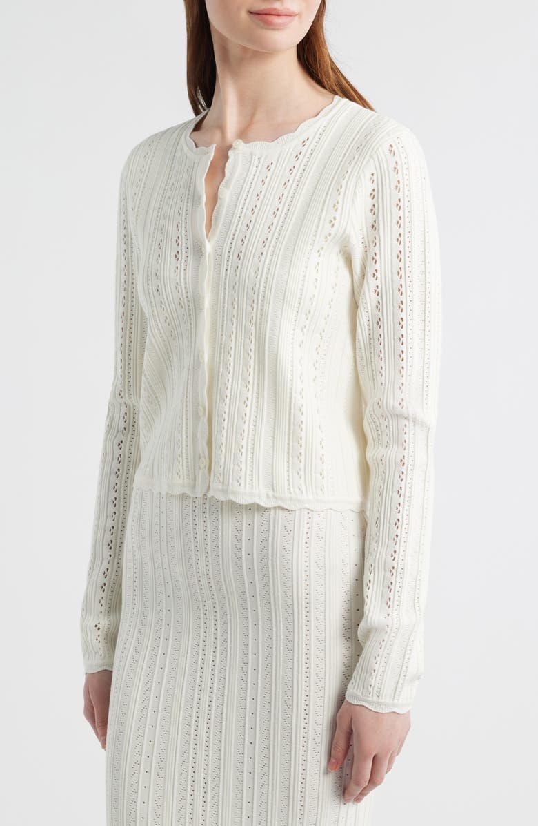 LoveShackFancy Peridot Pointelle Knit Cardigan, Alternate, color, 