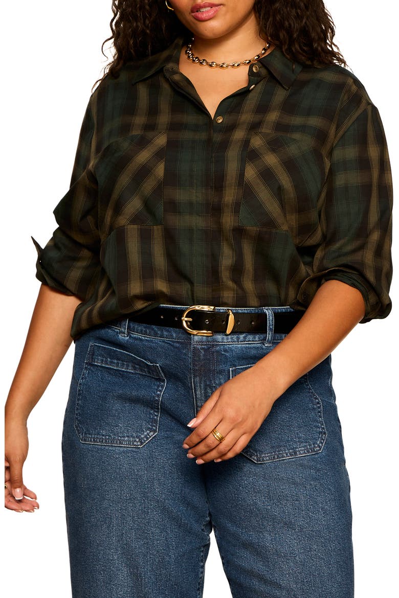 City Plaid Shirt, Alternate, color, FOREST PLAID GREEN