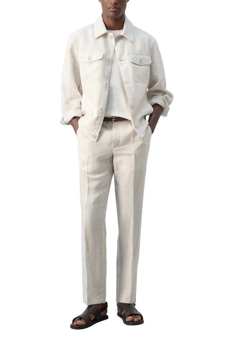 Tonal Stripe Linen Jacket, Alternate, color, WHITE