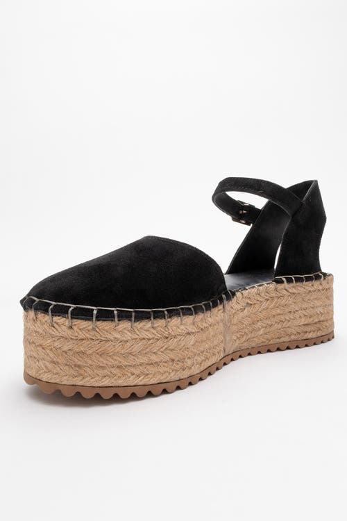 Forever & Always Shoes Viba Leather Esprarille Platform Wedge Sandals In Black Suede Leather