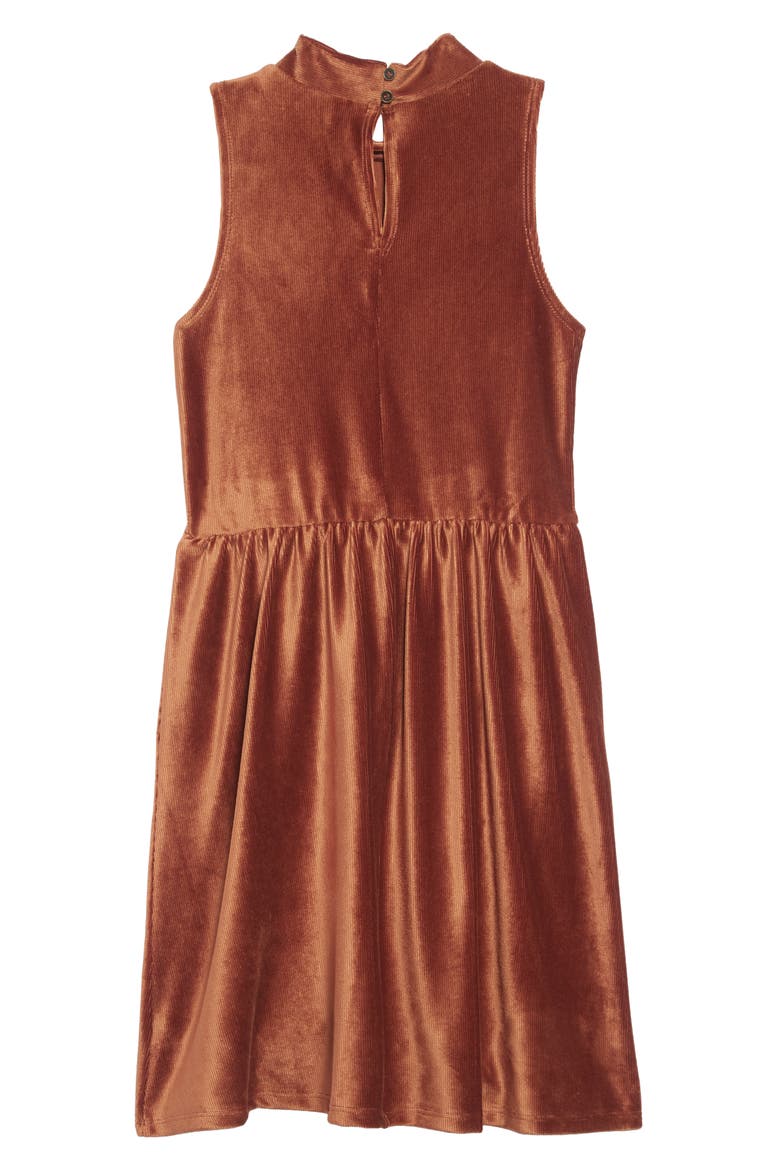 Mock Neck Velvet Dress, Alternate, color, RUST