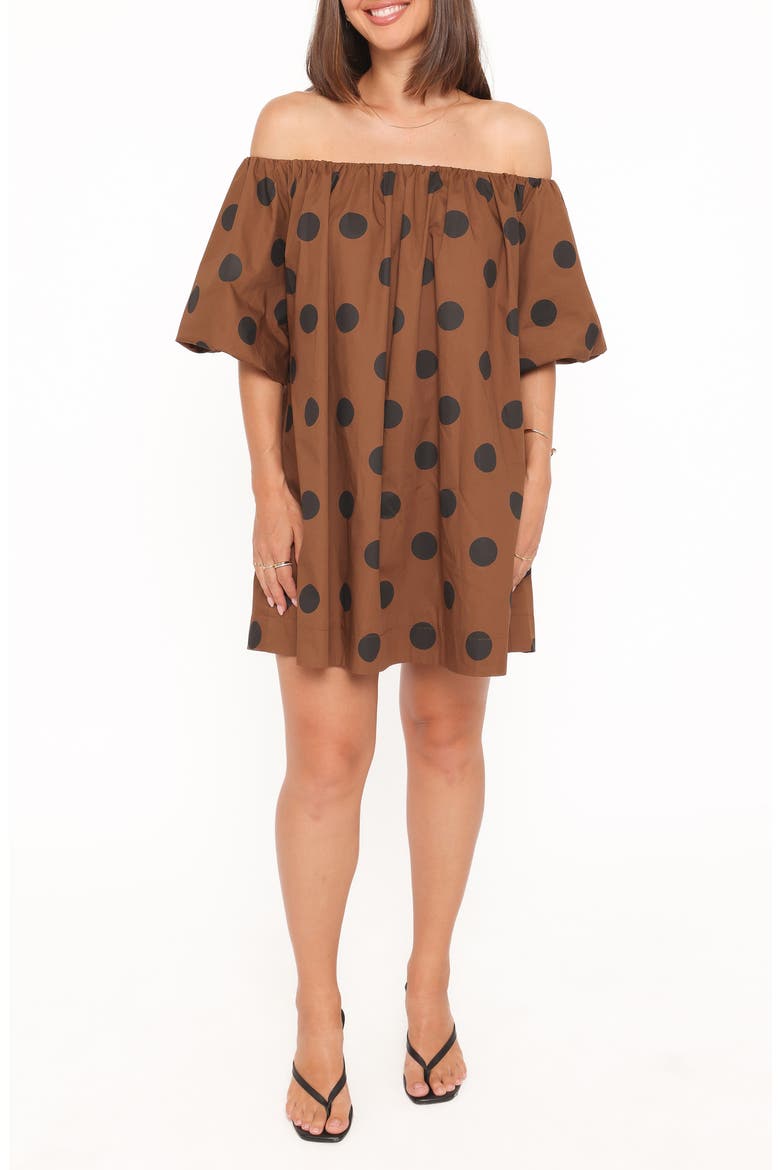 Eddie Polka Dot Minidress, Main, color, BROWN POLKA DOT