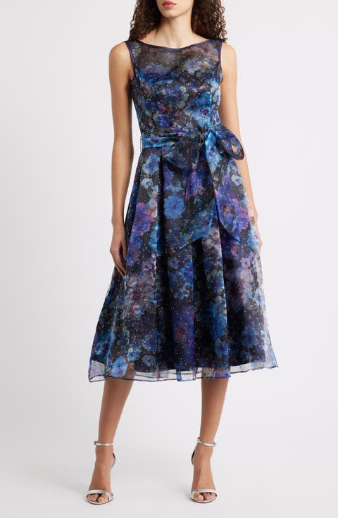 Print Sleeveless Cocktail Dress