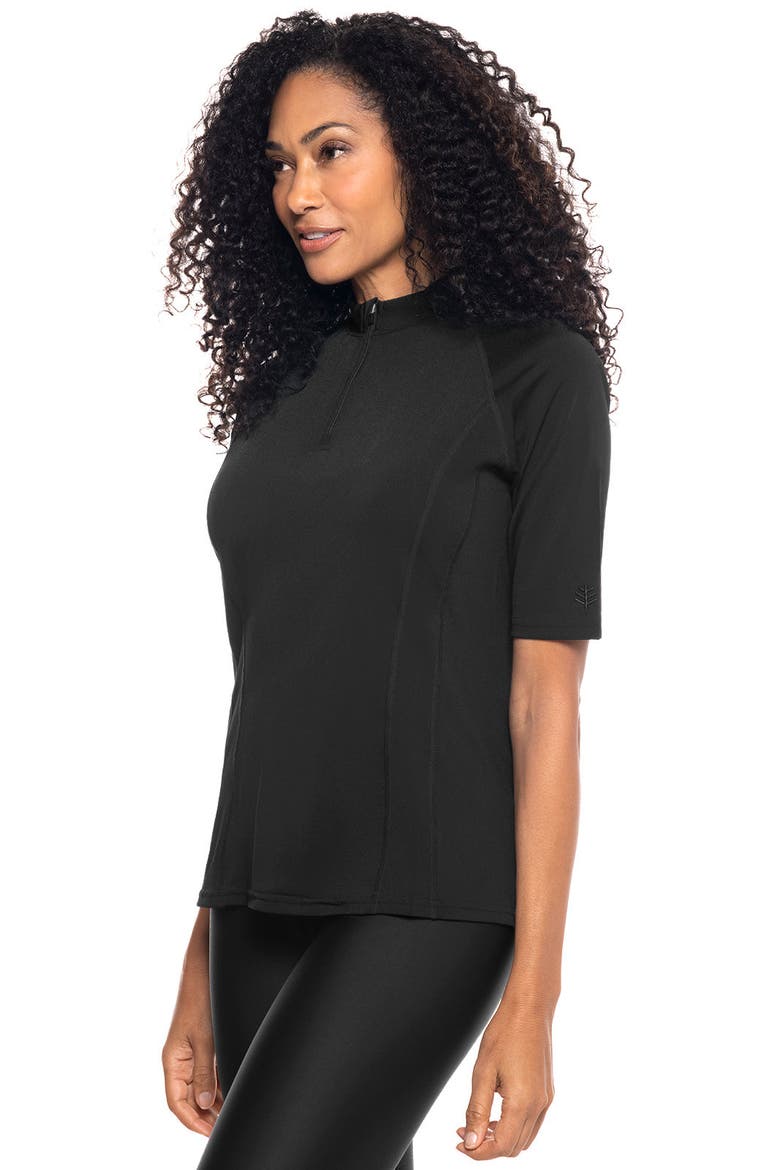 Women's Freestyle Short Sleeve Rash Guard, UPF 50+ Sun Protection, Alternate, color, Black