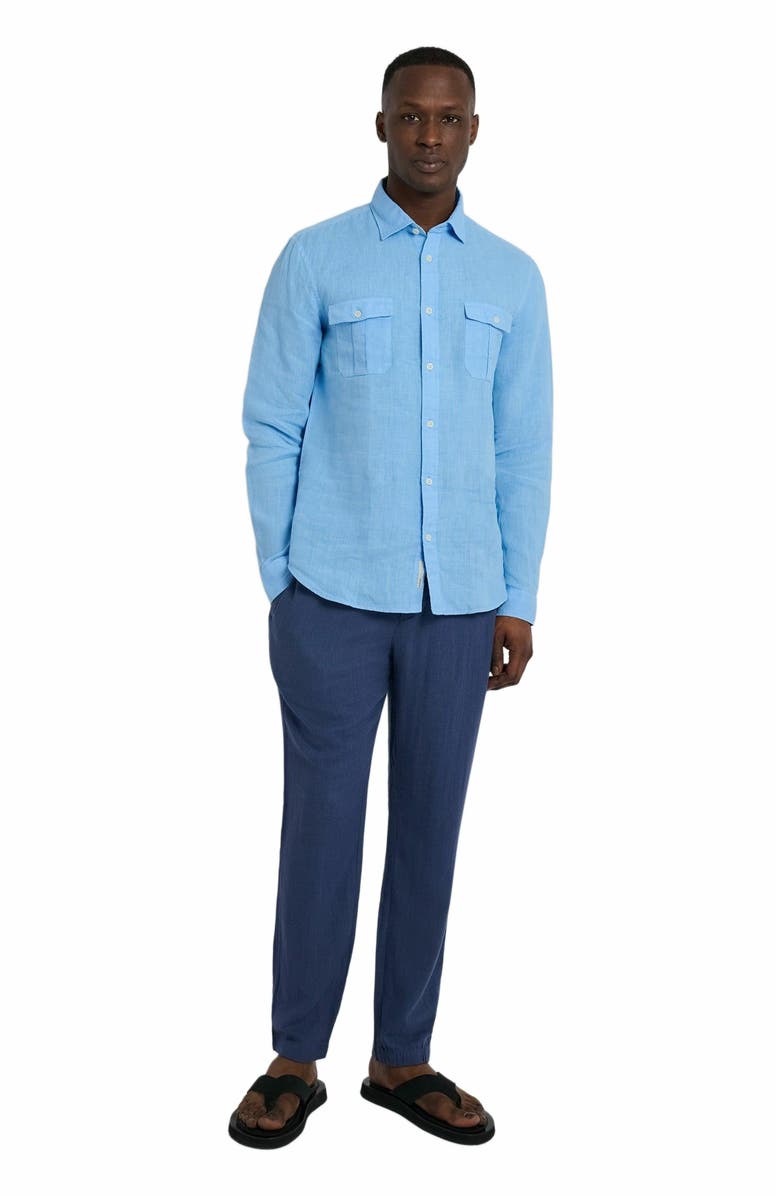 Onia Garment Dye Linen Standard Fit Shirt, Main, color, Light Blue