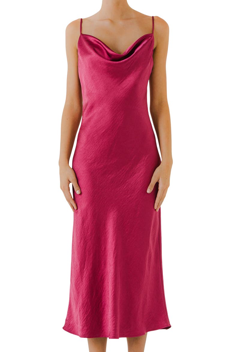 Satin Midi Dress, Main, color, ORCHID