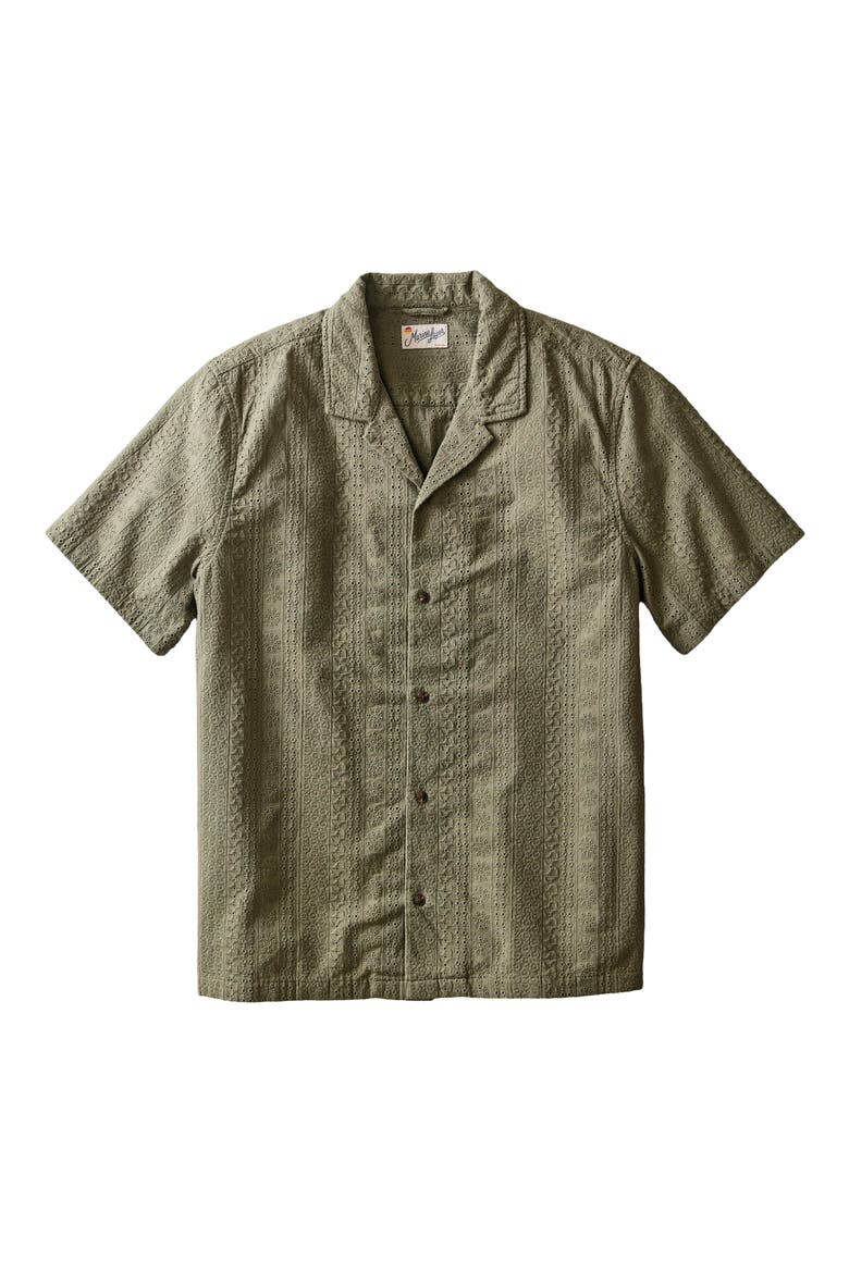 Eyelet Cotton Camp Shirt, Alternate, color, INDIA INK
