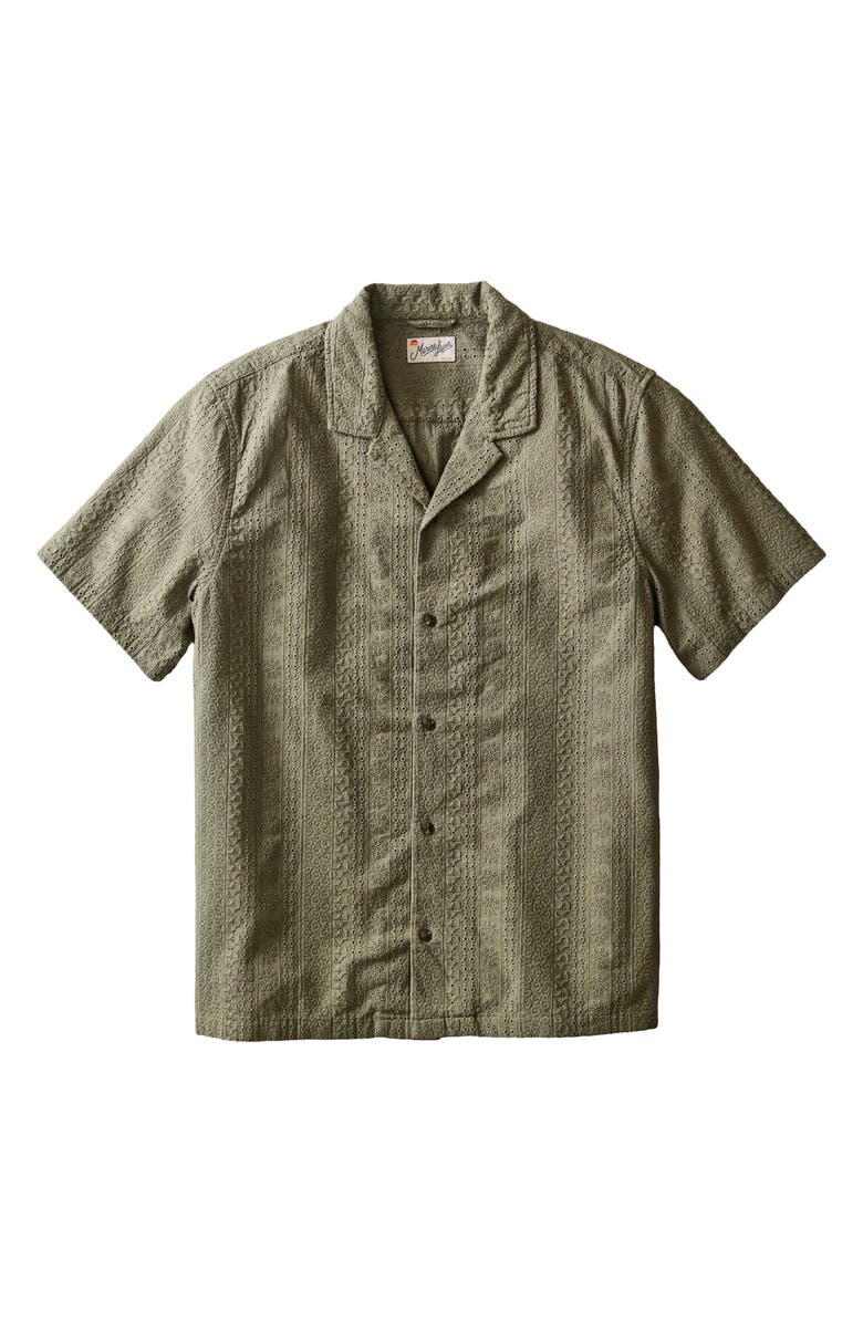Marine Layer Eyelet Cotton Camp Shirt, Alternate, color, India Ink
